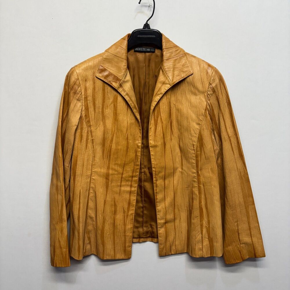 Lafayette 148 Women 100% Suede Leather Jacket Size 14 Open Front C122 -25